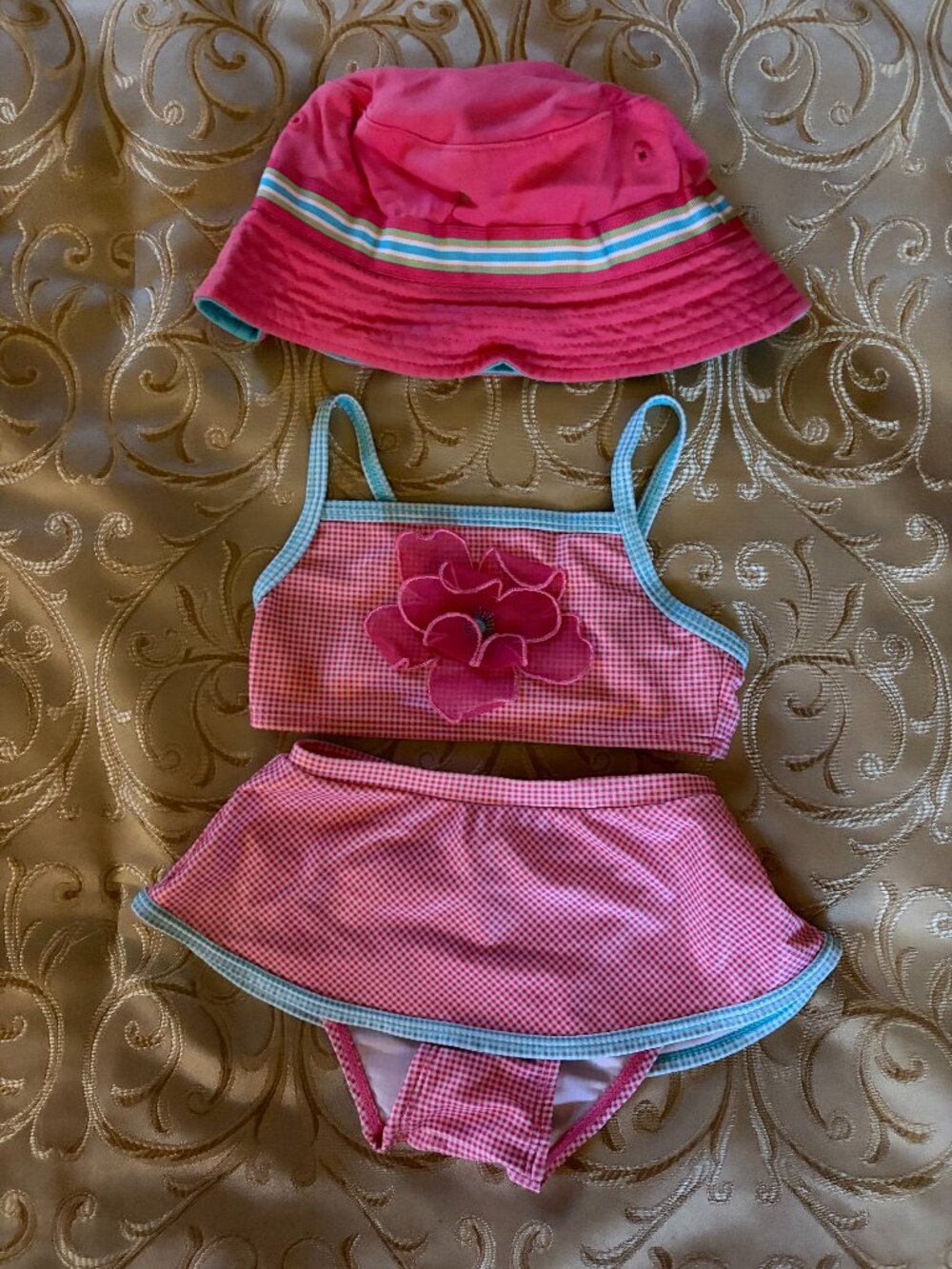 Koala Kids Pink and white Ruffle Bikini size 12 months